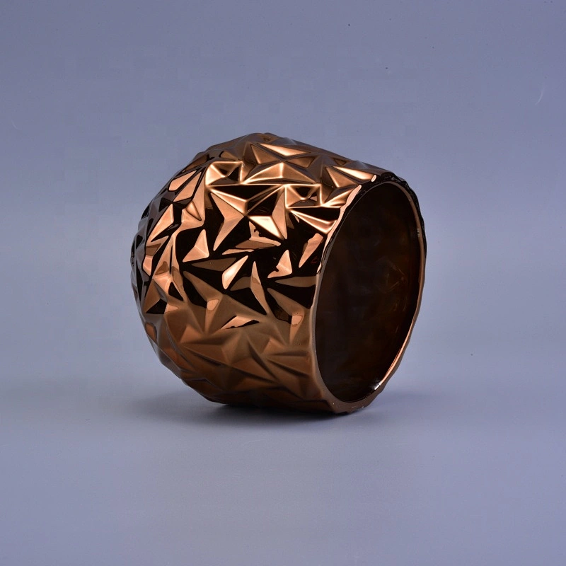 Wholesales custom ceramic geometric candle holder gold
