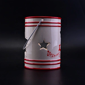 Wholesales vintage hollow ceramic candle jar christmas 12oz