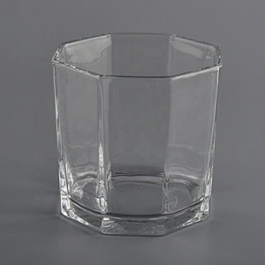 Home decoration scented hexagon scented wax glass candle jars 8oz 10oz