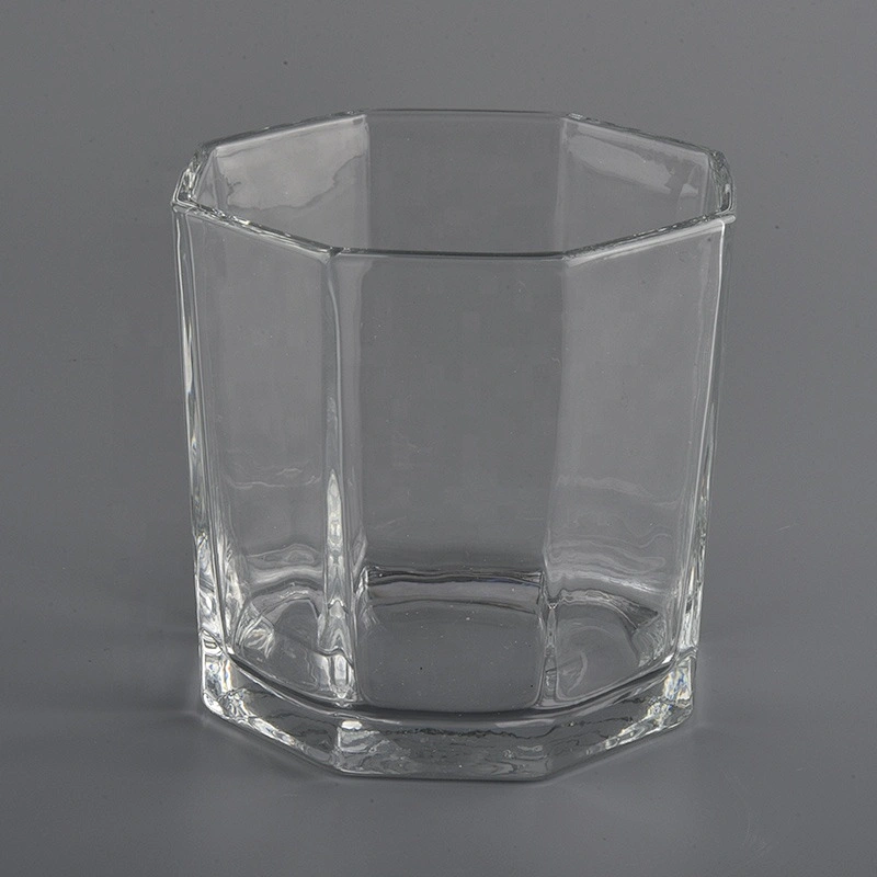 Home decoration scented hexagon scented wax glass candle jars 8oz 10oz