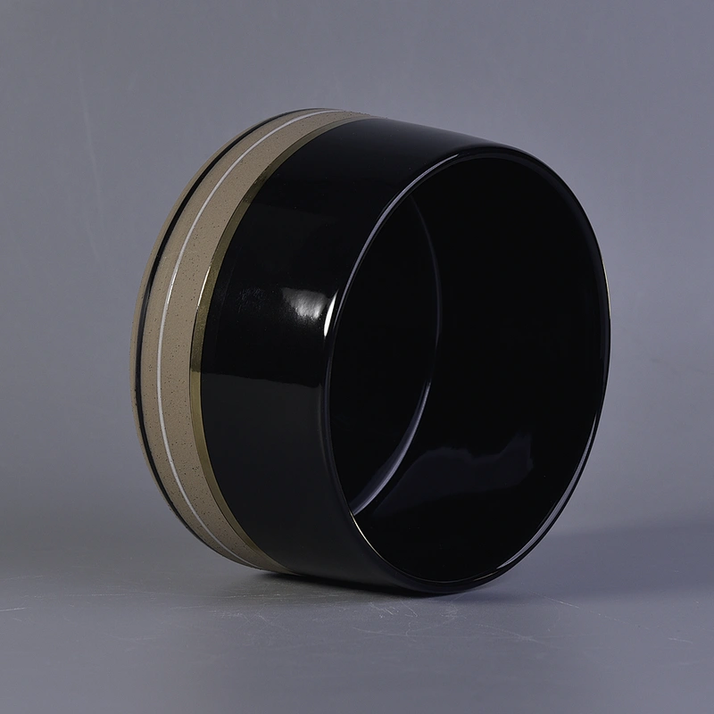 Sunny new design black empty large Ceramic Candle Containers
