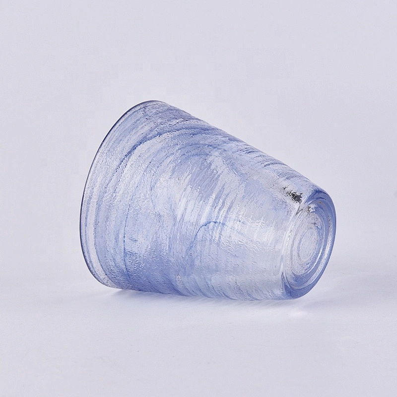Wholesales blue high frosted glass candle vessel