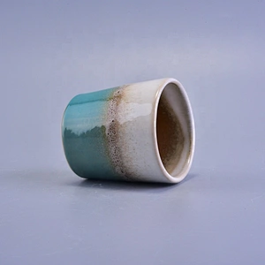 Wholesales christmas custom ceramic blue and white candle holder