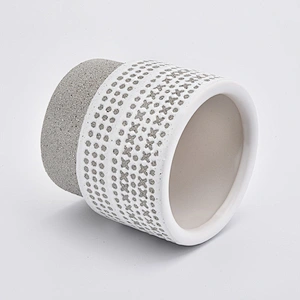18oz Glaze Gray Pattern Ceramic Candle Holders Candle Jars for Home Decor