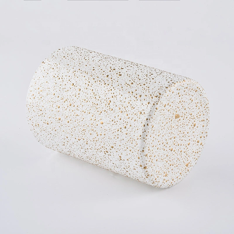 White Glass Candle Jars 350ml With Gold Decoration