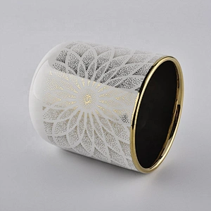 Suppliers white luxury votive empty electroplated ceramic candle jars