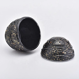 Black egg shaped glass candle holder with lid home decor
