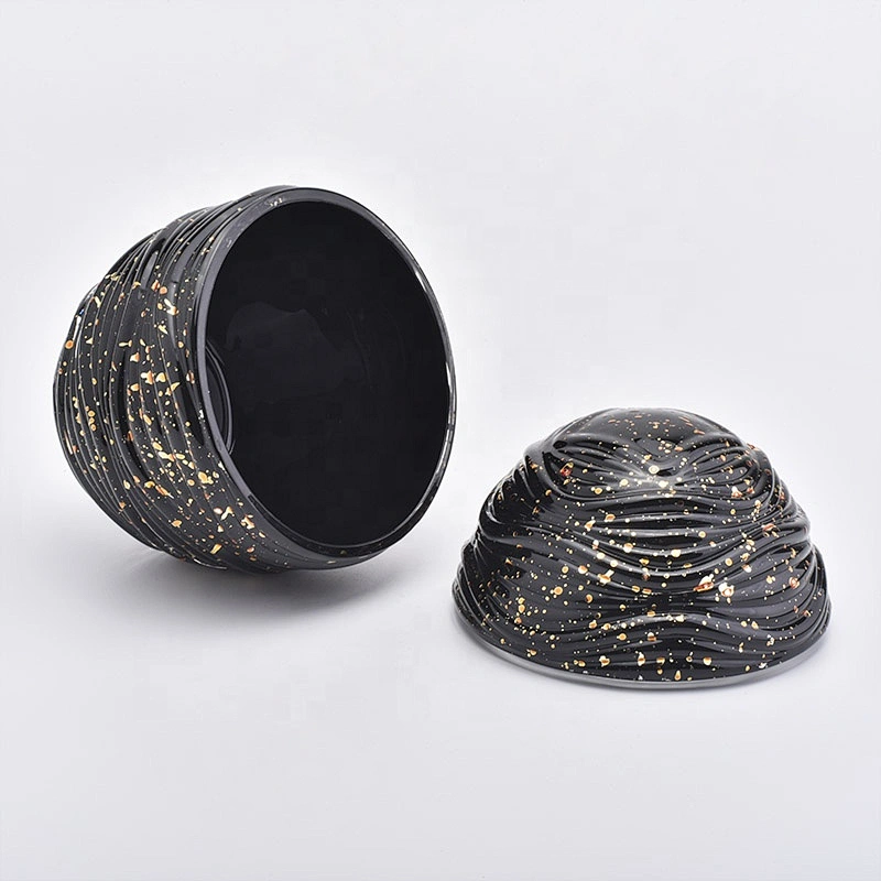 Black egg shaped glass candle holder with lid home decor