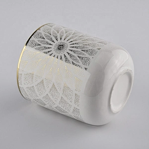 Suppliers white luxury votive empty electroplated ceramic candle jars