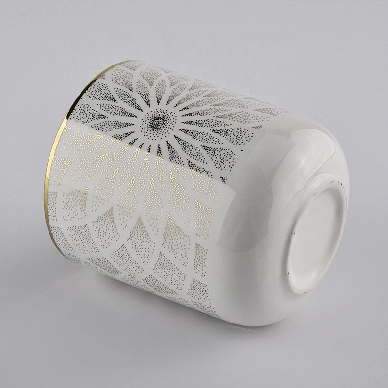 Suppliers white luxury votive empty electroplated ceramic candle jars