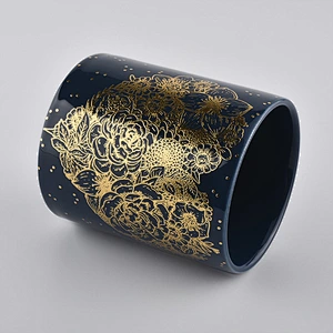 Luxury Ceramic Candle Jar With Gold Printing