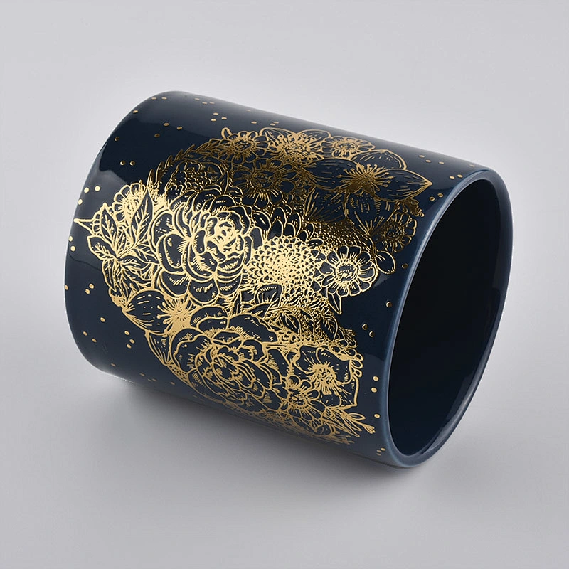 Luxury Ceramic Candle Jar With Gold Printing