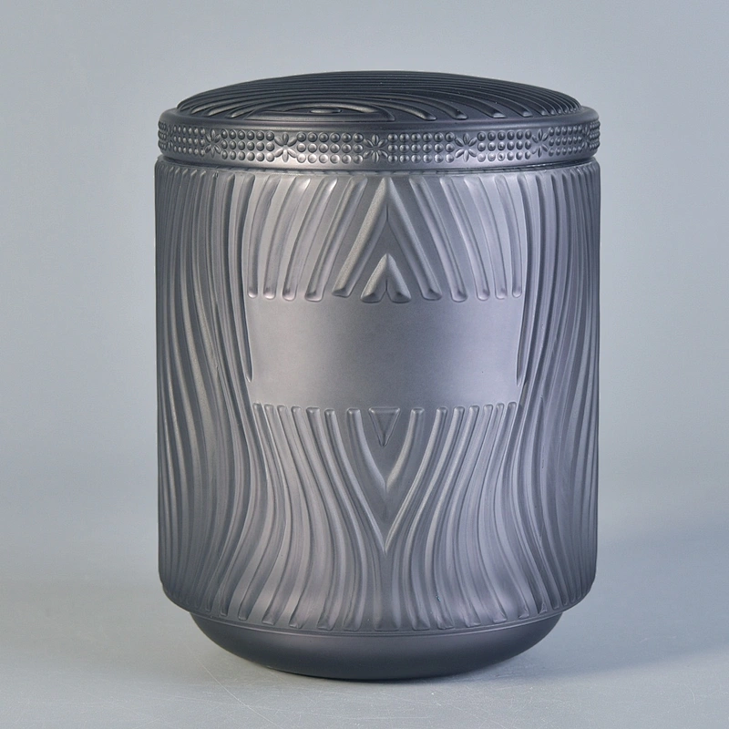 Sunny custom empty grey Glass Candle jars with lids 10oz 20oz