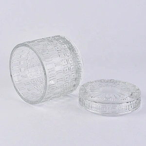 Custom emboss empty glass candle jars with lid