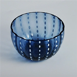 Wholesales luxury blue votive candle glass bowl holders 20oz