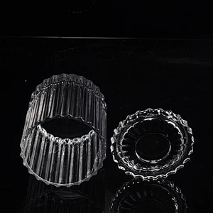 Custom color luxury GEO Cut stripe glass candle jar with lid
