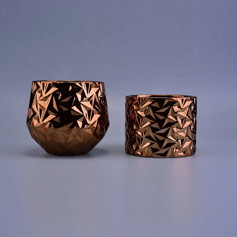 Wholesales golden tealight ceramic geometric candle holder