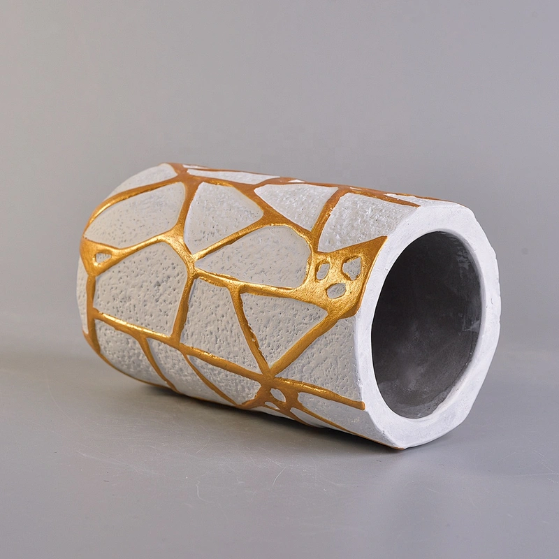 Wholesales luxury gold decorative empty cement candle holder 10oz 20oz