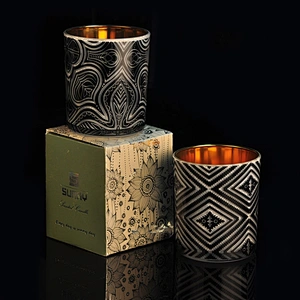 10oz 20oz Wholesales recycled tealight black glass candle holder for home decor with packaging