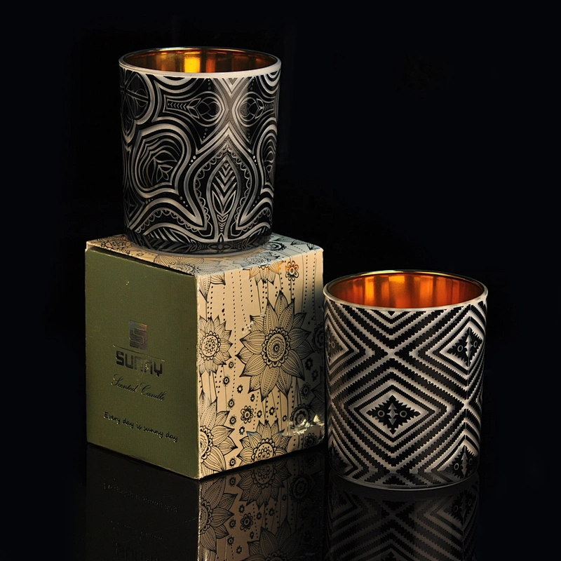 10oz 20oz Wholesales recycled tealight black glass candle holder for home decor with packaging