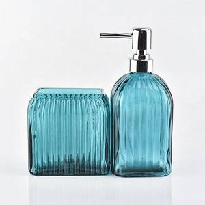 High quality Blue two sets Glass bathroom accessories sets