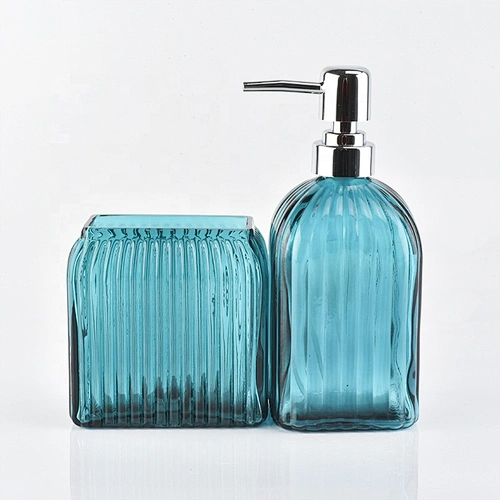 High quality Blue two sets Glass bathroom accessories sets