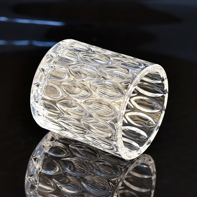 Diamond Cut Crystal Glass Candle Vessel