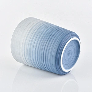 Wholesale matte empty blue decorative ceramic candle holders