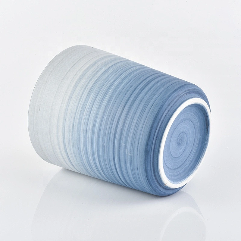 Wholesale matte empty blue decorative ceramic candle holders