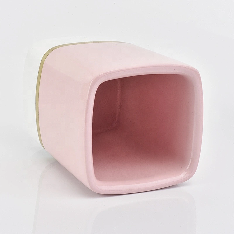 Wholesales square votive pink ceramic candle jars