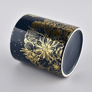 Wholesales black luxury votive empty cylinder ceramic candle holder jar