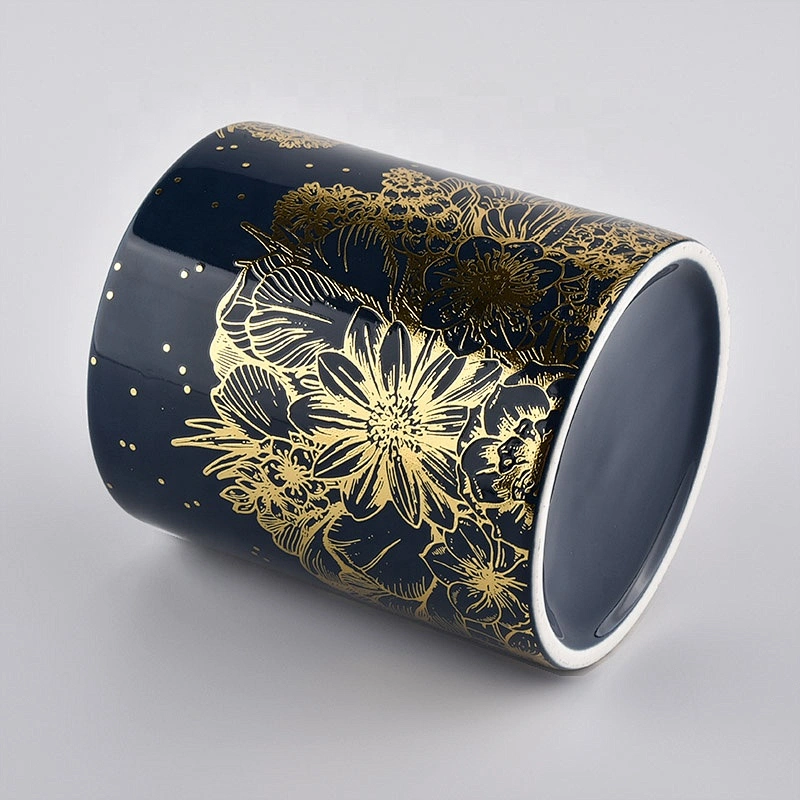 Wholesales black luxury votive empty cylinder ceramic candle holder jar