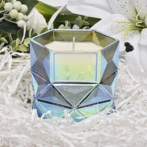 Luxury hexagonal Glass Candle Jars For Home Decoration