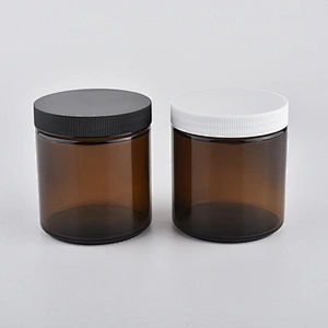 Wholesale Amber Glass Candle Container With Lid