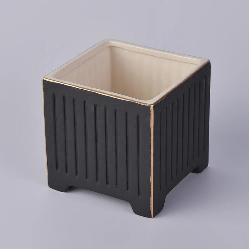 Wholesales antique customized black square ceramic candle holders