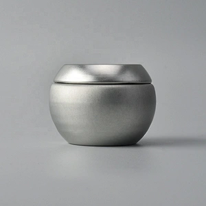 Silver Metal Aluminum round Candle tin jar with cover