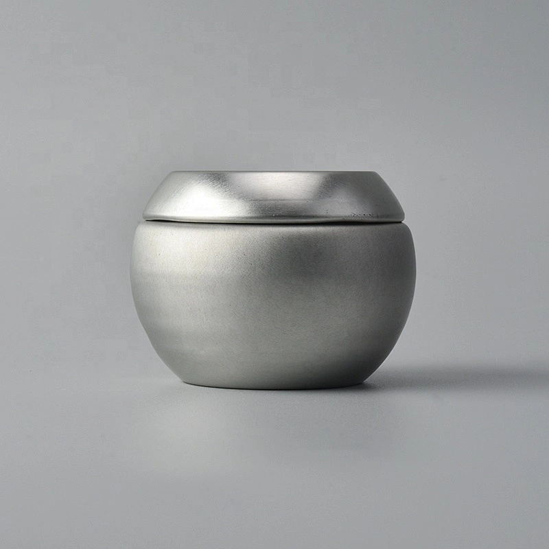 Silver Metal Aluminum round Candle tin jar with cover