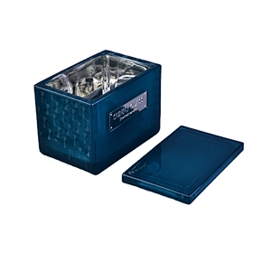 Wholesales luxury blue square glass candle holders with lid