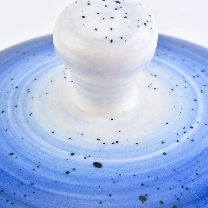 Wholesales custom blue luxury ceramic candle container with lid