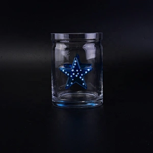 Cylinder star crystal tealight candle glass holder wholesales 10oz 12oz