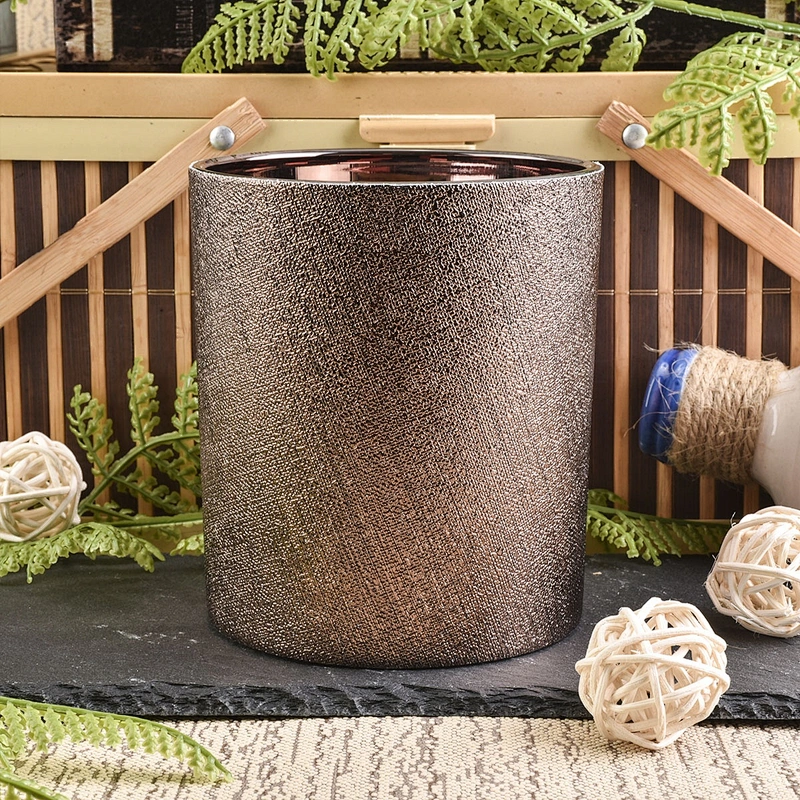 Suppliers amber luxury PU cylinder leather candle holders 8oz 10oz