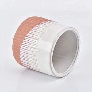 Home decor religious striped ceramic candle canister
