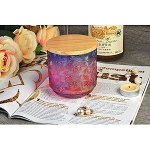 Sunny new design tealight scented glass candle holder with wood lid