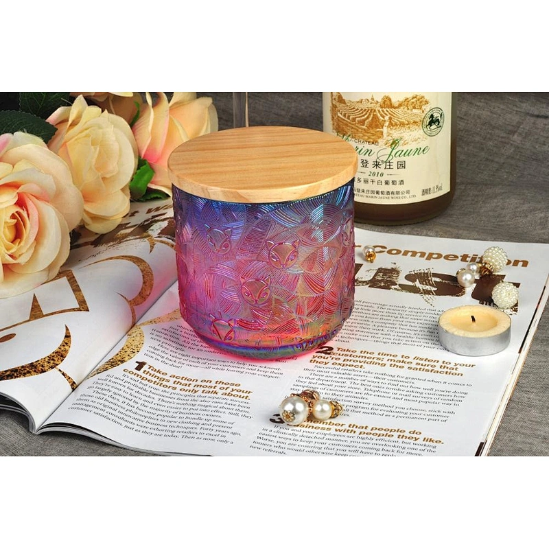 Sunny new design tealight scented glass candle holder with wood lid