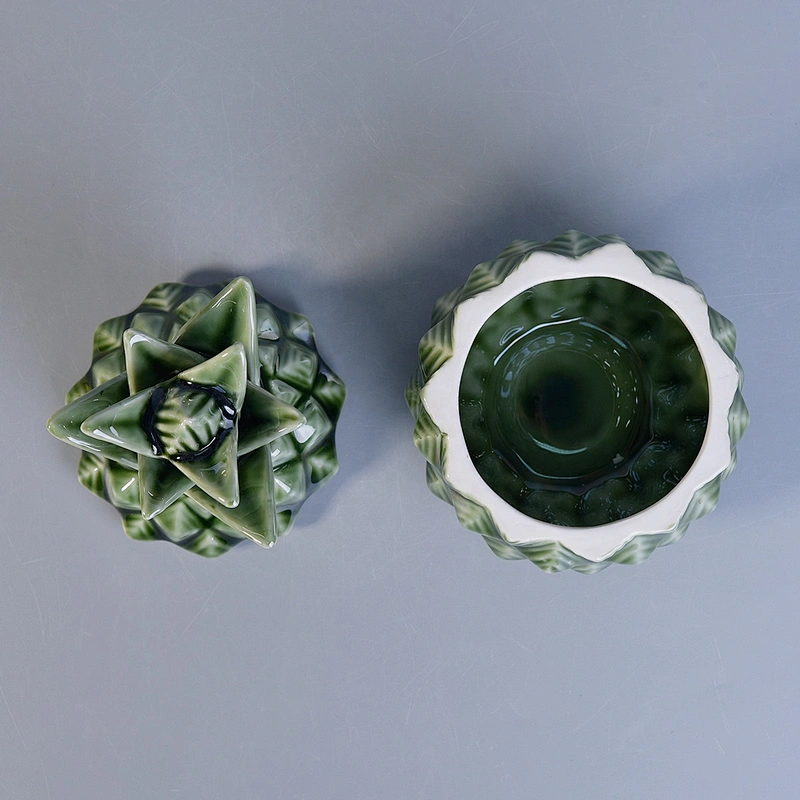 Supplier good price pineapple custom color ceramic candle jar with lid