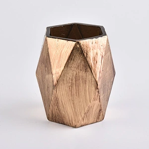 Custom Gold Hexagon Glass Candle Holders
