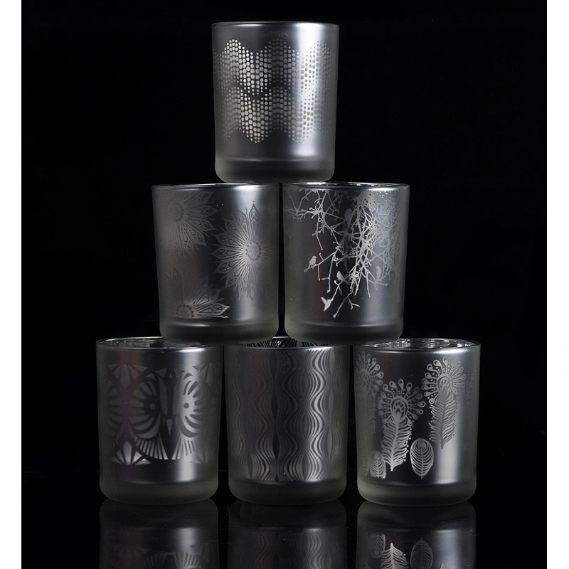8oz 10oz Luxury frosted silver glass candle holder supplier