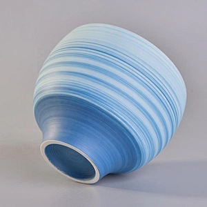 Sunny blue frosted ceramic candle bowl holder wholesale
