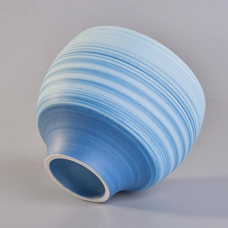 Sunny blue frosted ceramic candle bowl holder wholesale