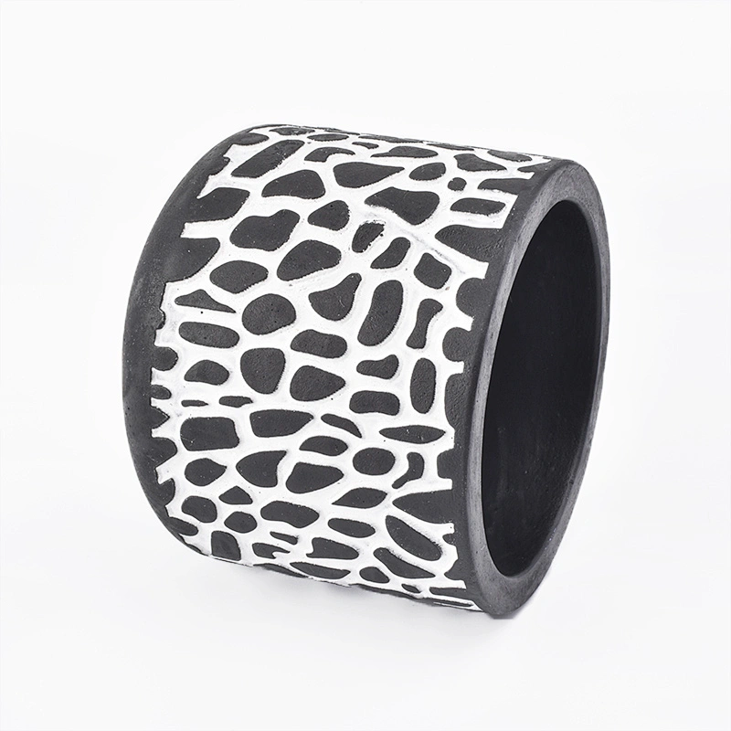 7oz engraving black cement candle holders for home decor soy wax candle containers